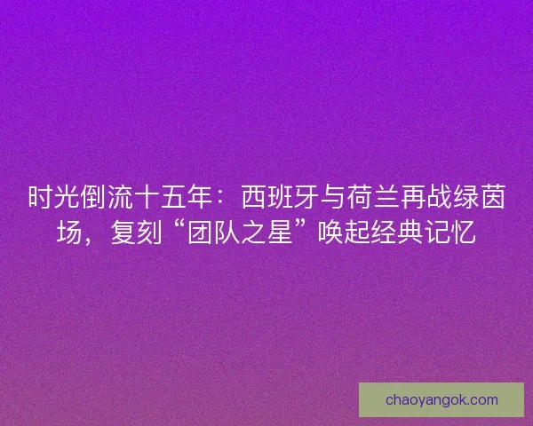 时光倒流十五年：西班牙与荷兰再战绿茵场，复刻 “团队之星” 唤起经典记忆