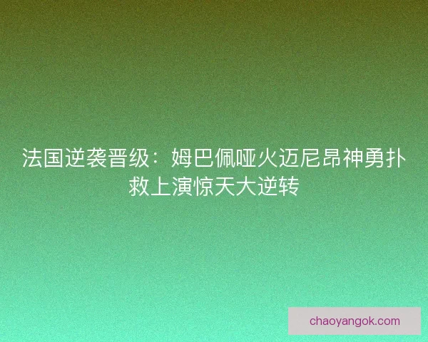 法国逆袭晋级：姆巴佩哑火迈尼昂神勇扑救上演惊天大逆转