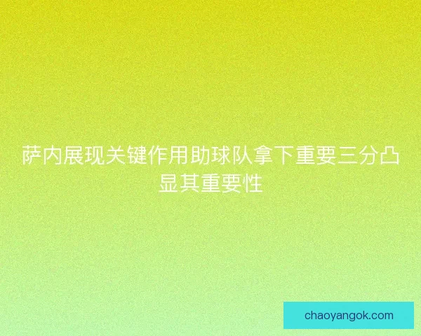 萨内展现关键作用助球队拿下重要三分凸显其重要性