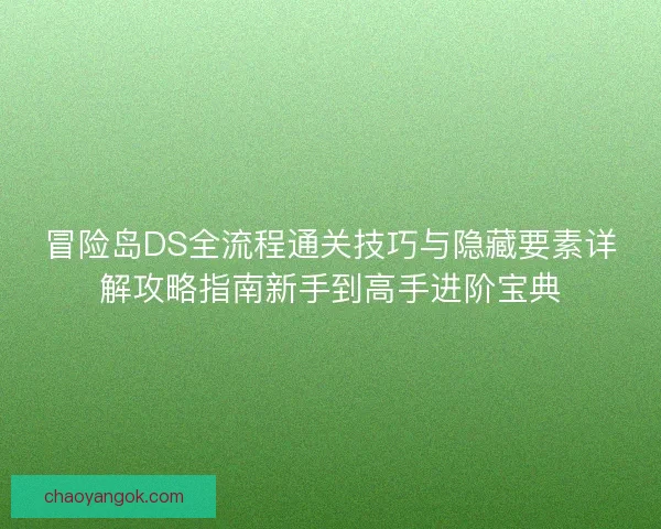 冒险岛DS全流程通关技巧与隐藏要素详解攻略指南新手到高手进阶宝典