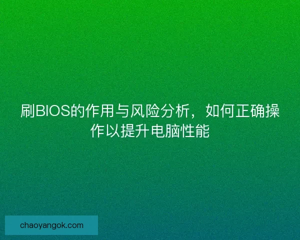 刷BIOS的作用与风险分析，如何正确操作以提升电脑性能
