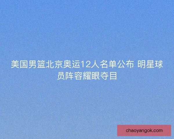 美国男篮北京奥运12人名单公布 明星球员阵容耀眼夺目