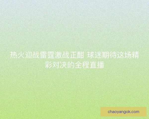 热火迎战雷霆激战正酣 球迷期待这场精彩对决的全程直播